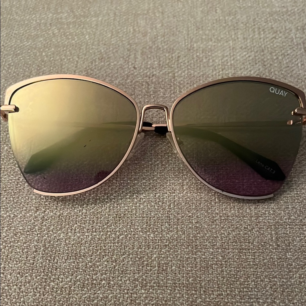 Quay rose gold frame sunglasses with case. Barely worn.